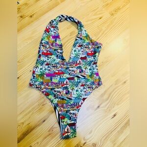 Killuh Pieces One Piece Swim Suit Sz L Boutique Sexy High Cut Beach Pool Travel